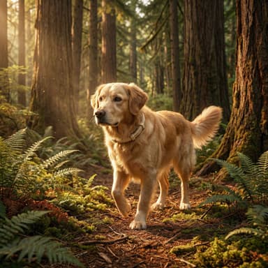 Dog in forest